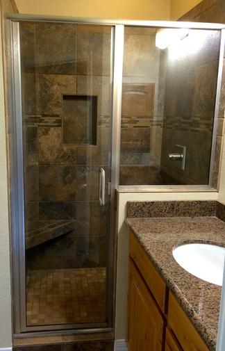 framed glass shower door brushed chrome