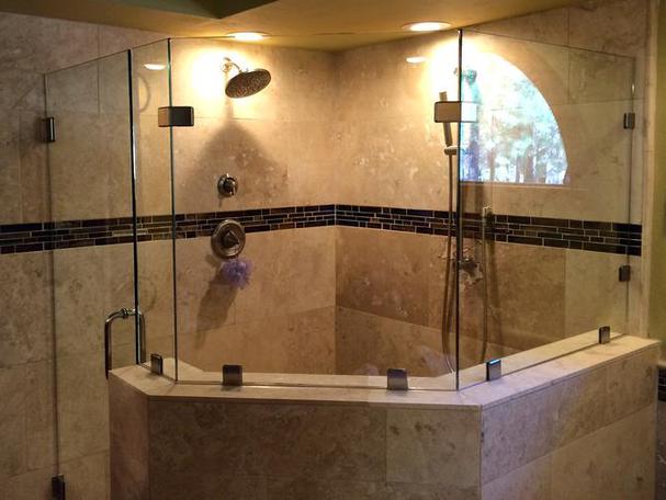 competed large custom frameless glass shower door