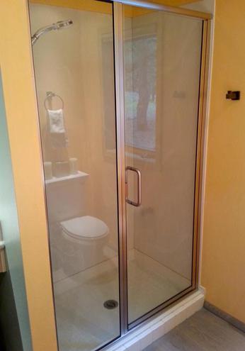 Install framed glass shower door brushed chrome