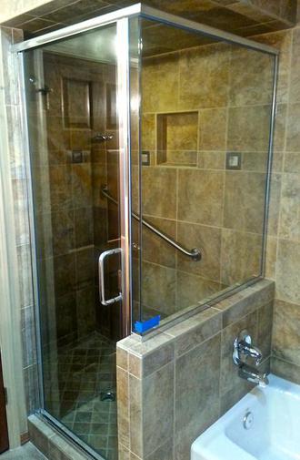 custom shower door enclosure brushed chrome flagstaff